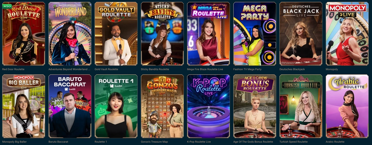 Slotuna Live Casino Games